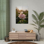 Butterfly on Pink Rose Wall Art - Poster