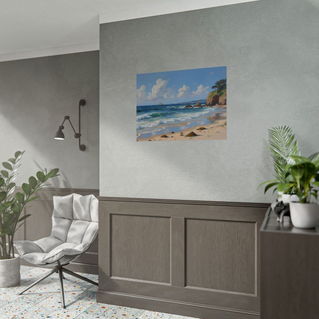 Coastal Seascape Poster - Rolled Beach Print, Ocean Waves Wall Art