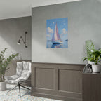 Sailing boat on calm water with pink accents - Poster