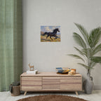 Running Black Stallion Wall Art - Horse Painting - Poster