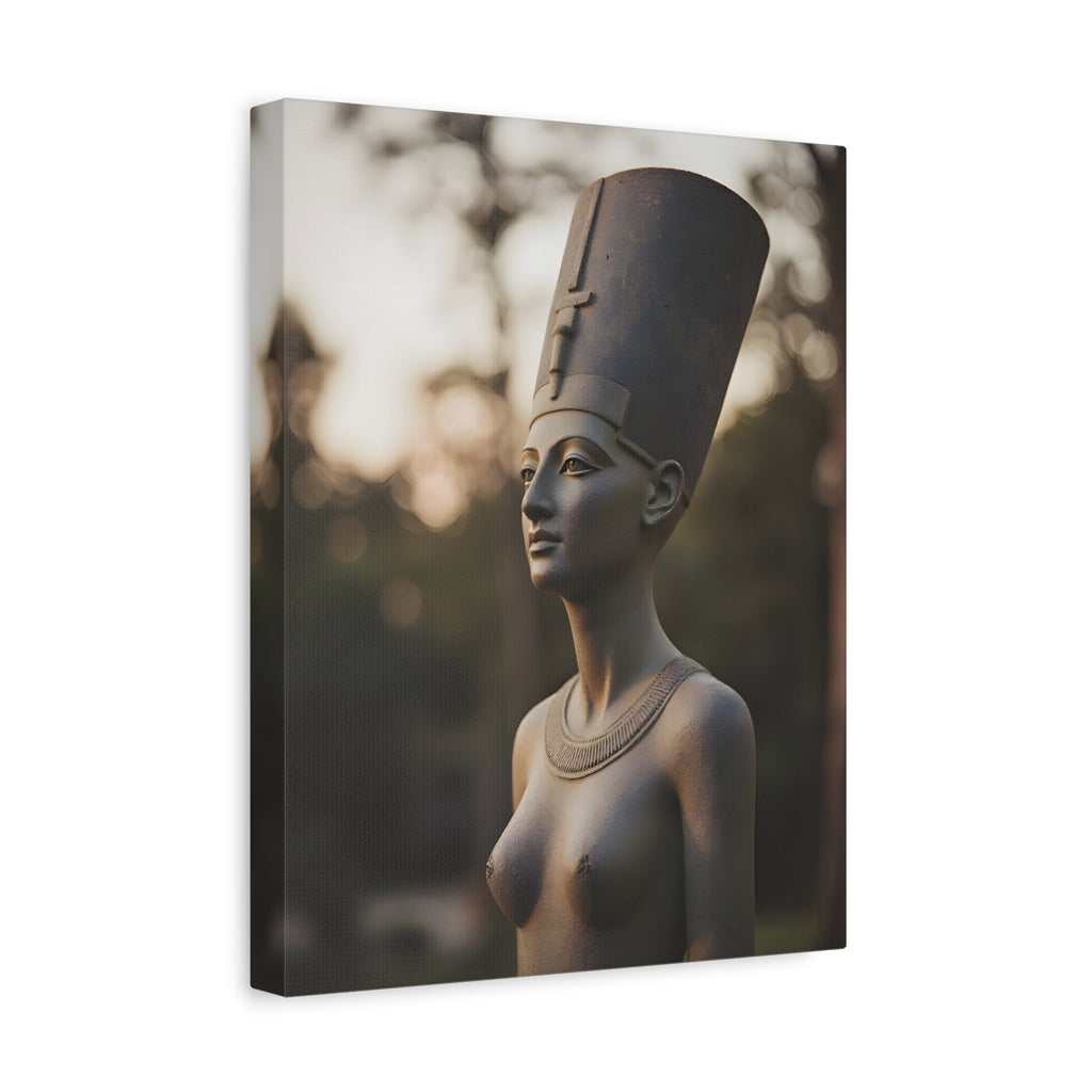 Nefertiti Bronze Statue Wall Art - Egyptian Sculpture Photography - Queen of Egypt - Stretched Canvas