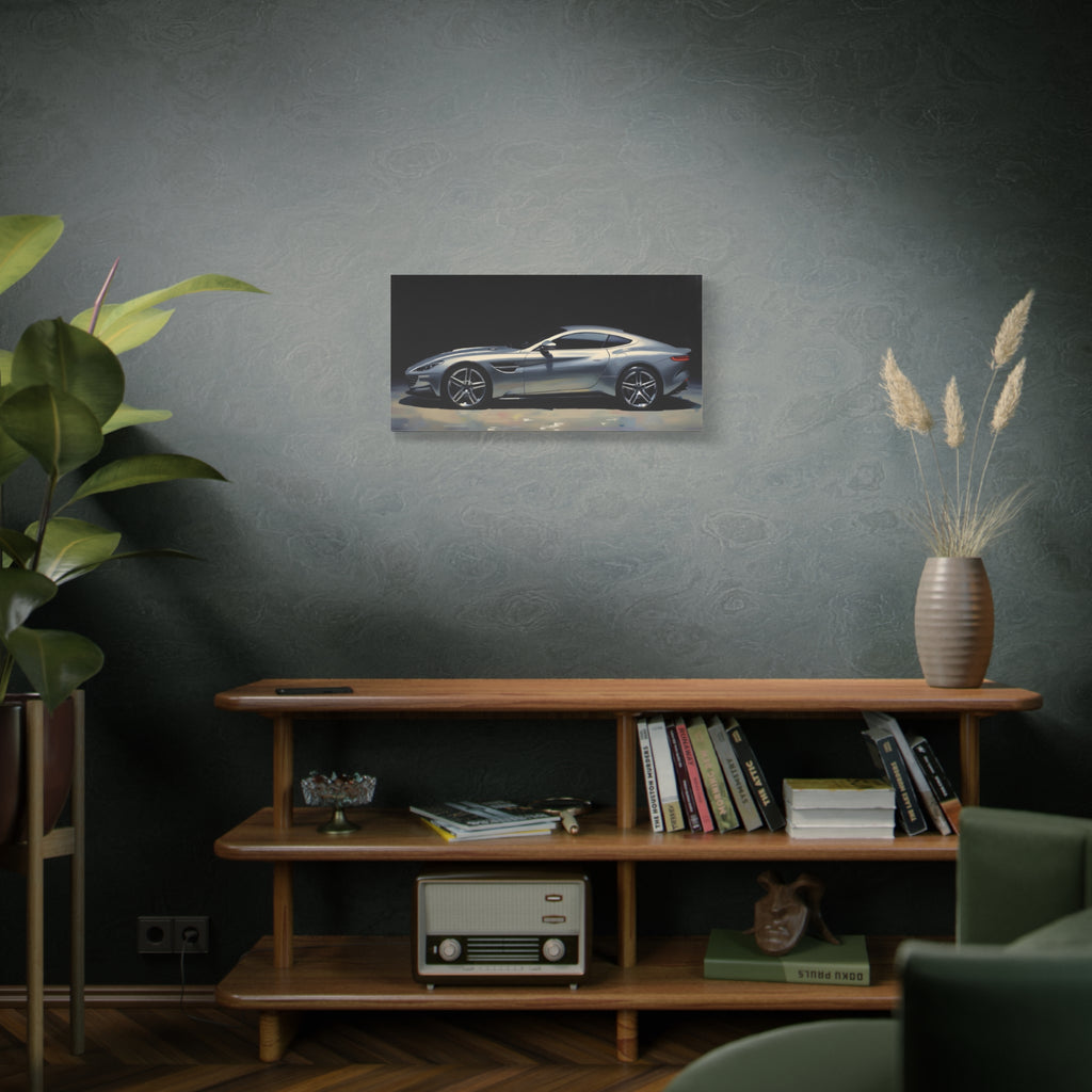 Silver Sports Car Matte Canvas Print — Modern Automotive Wall Art