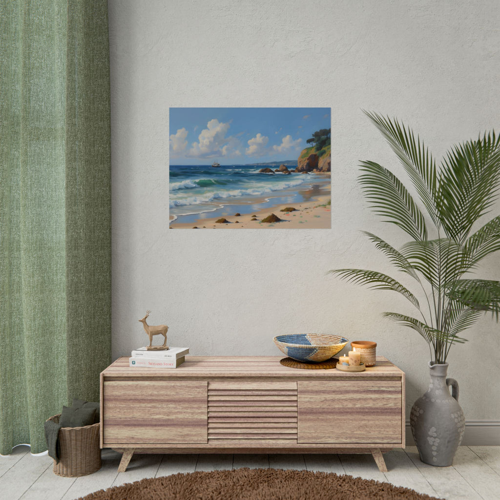 Coastal Seascape Poster - Rolled Beach Print, Ocean Waves Wall Art