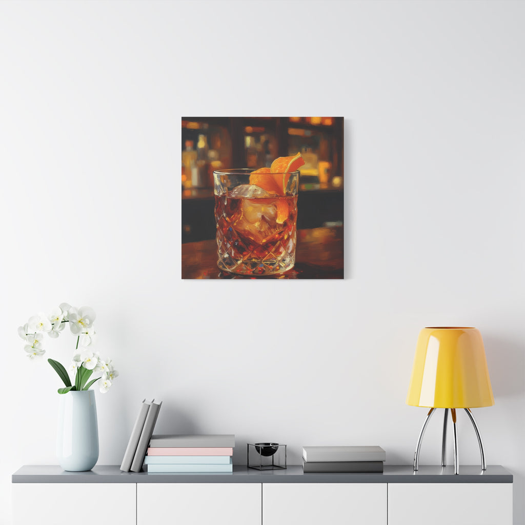 Whisky on Ice Wall Art -  Bar & Home Decor - Stretched Canvas