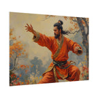 Martial Artist Art Poster - Warrior in Orange Traditional Kung Fu Wall Art