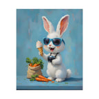 Blue Bunny Poster - Cute Sunglasses Rabbit Rolled Art Print