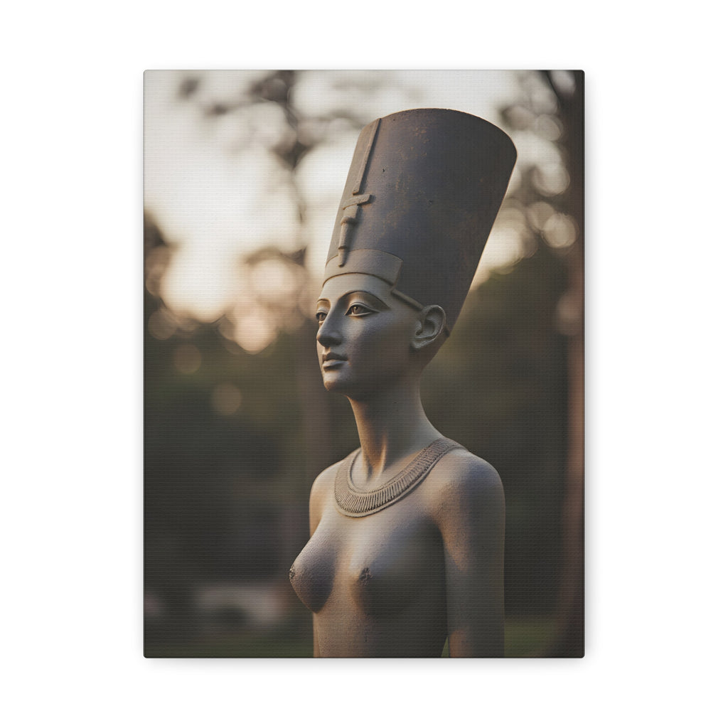 Nefertiti Bronze Statue Wall Art - Egyptian Sculpture Photography - Queen of Egypt - Stretched Canvas