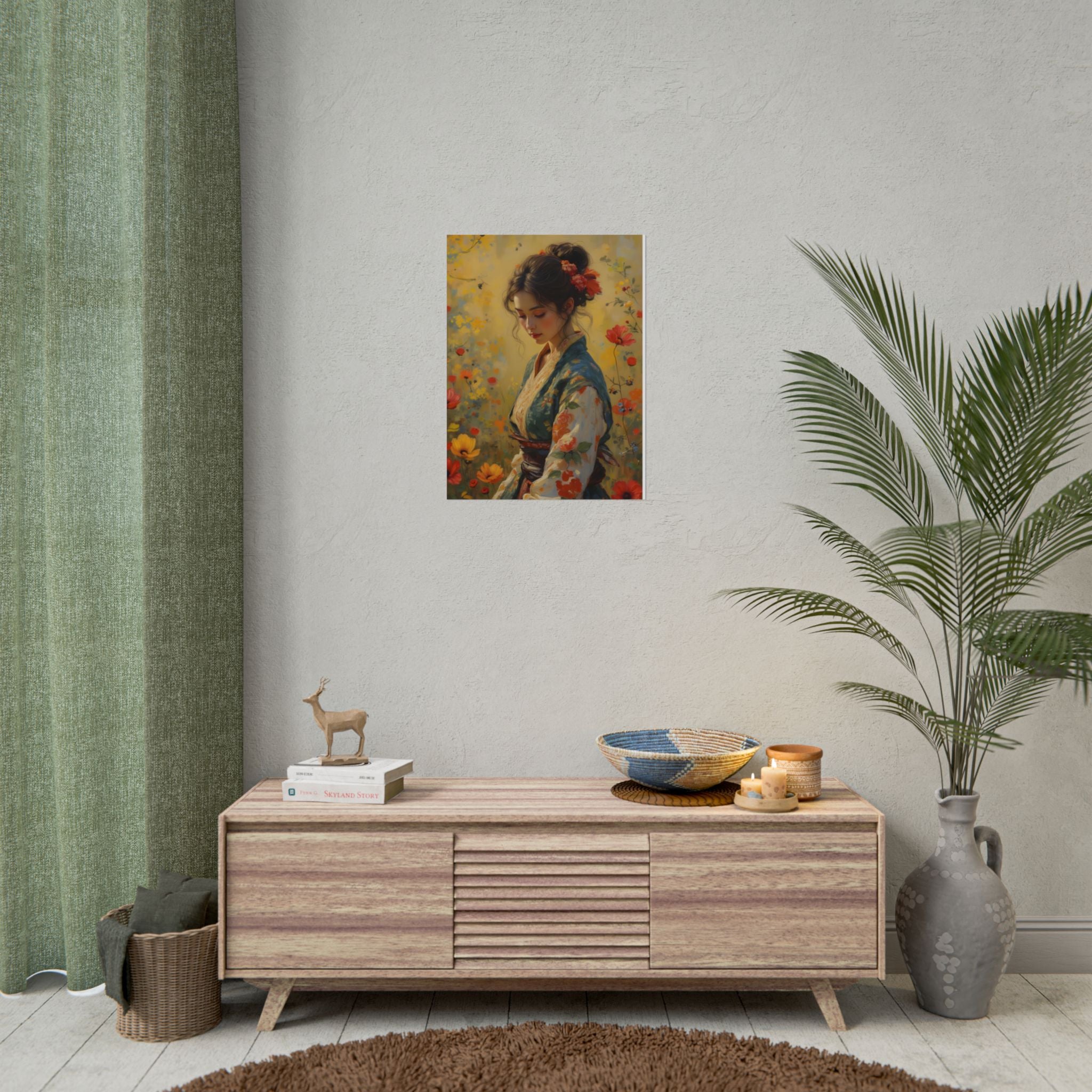Asian Floral Lady Wall Art - Poster