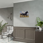 Running Black Stallion Wall Art - Horse Painting - Poster