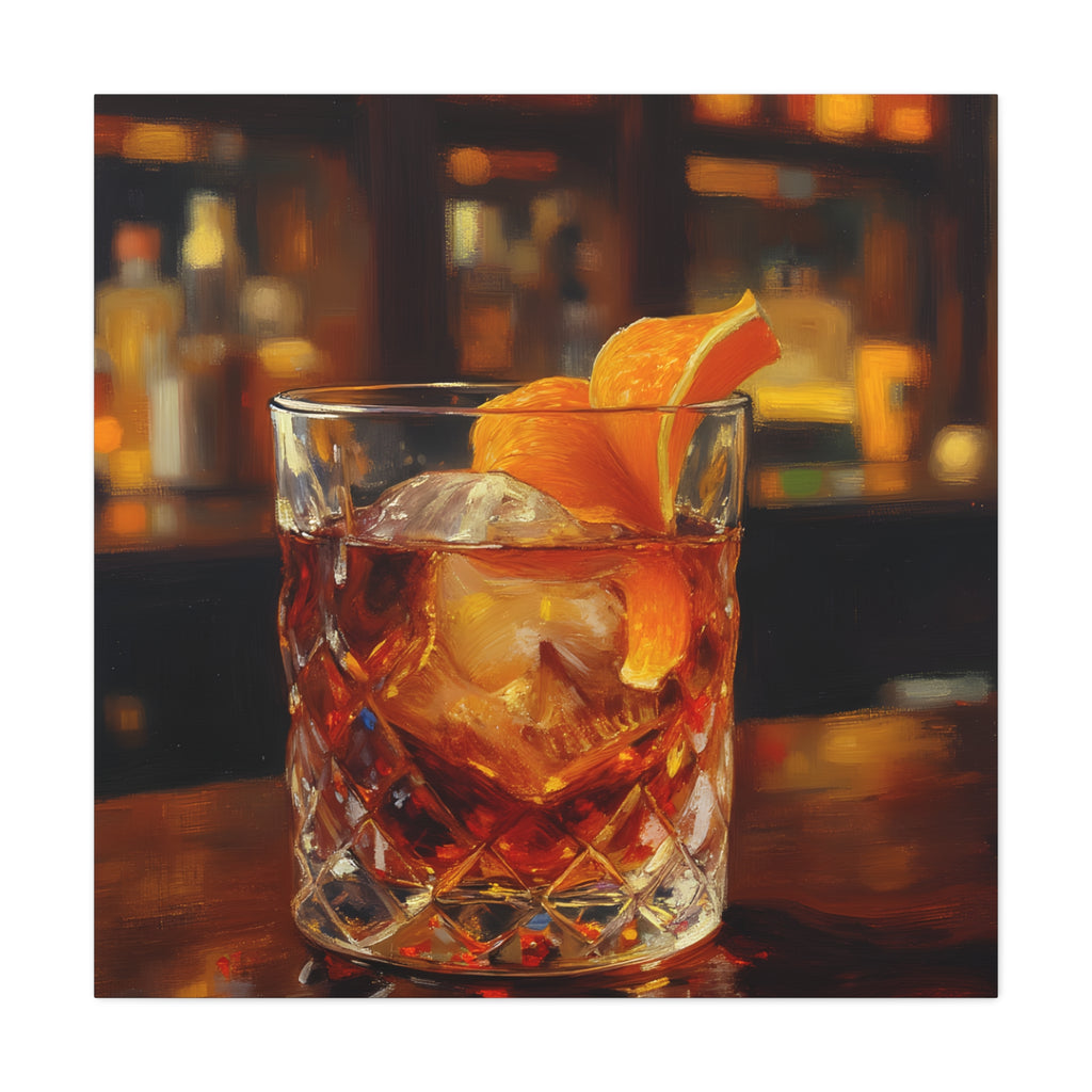 Whisky on Ice Wall Art -  Bar & Home Decor - Stretched Canvas