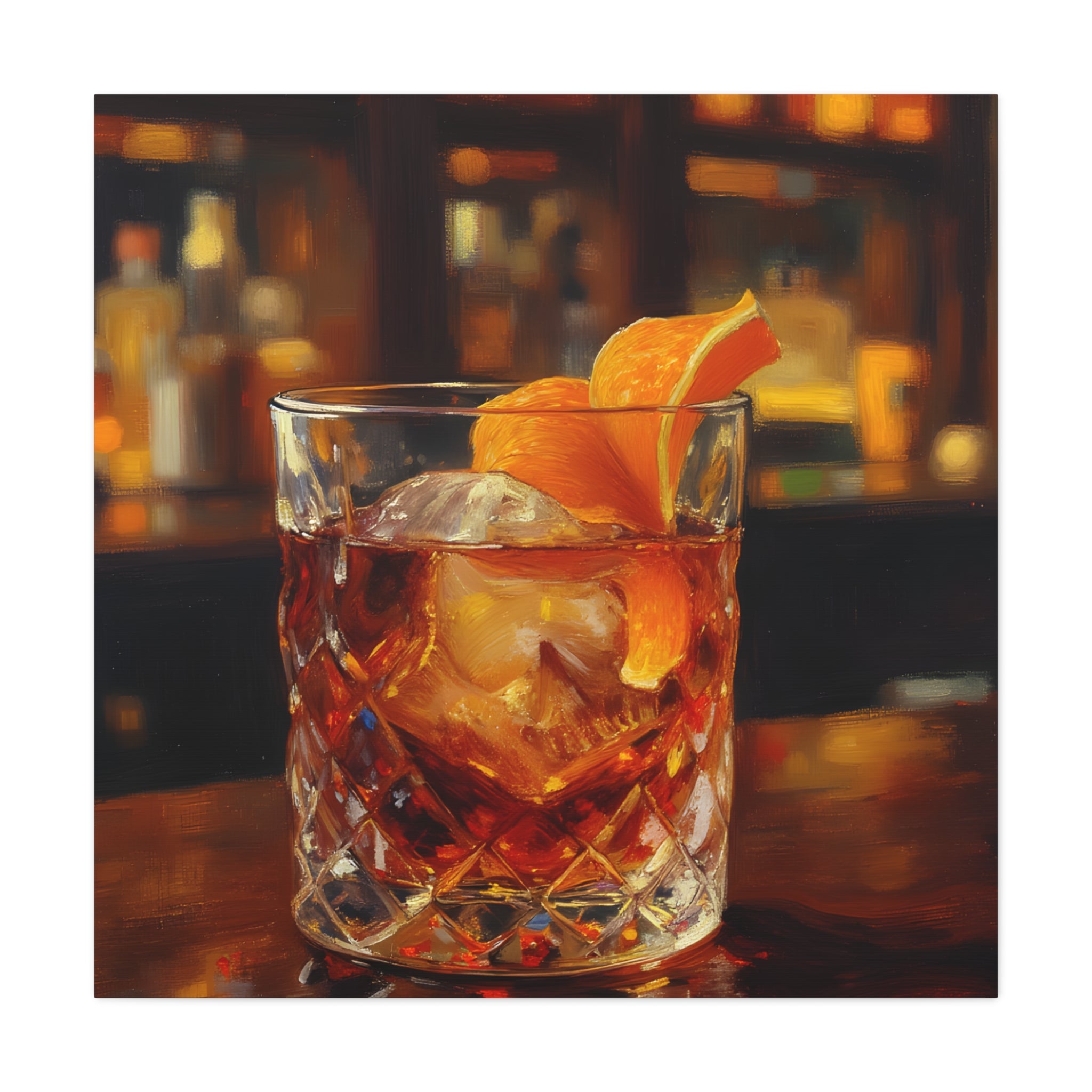 Whisky on Ice Wall Art -  Bar & Home Decor - Stretched Canvas