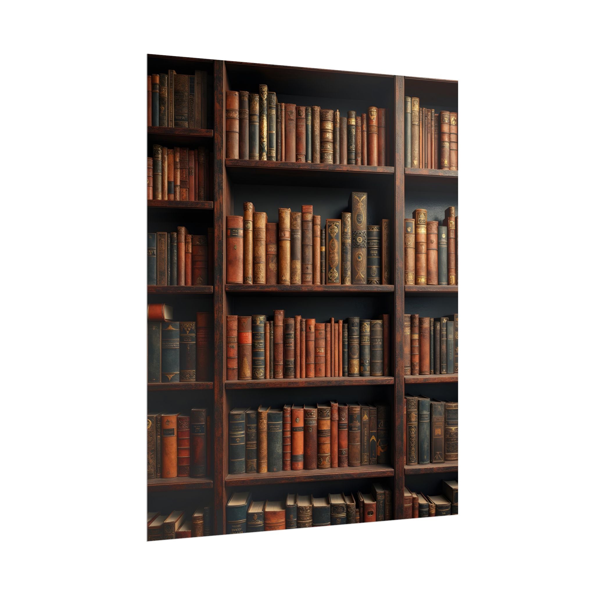 Vintage Library Bookshelf Rolled Poster - Antique Bookshop Wall Art