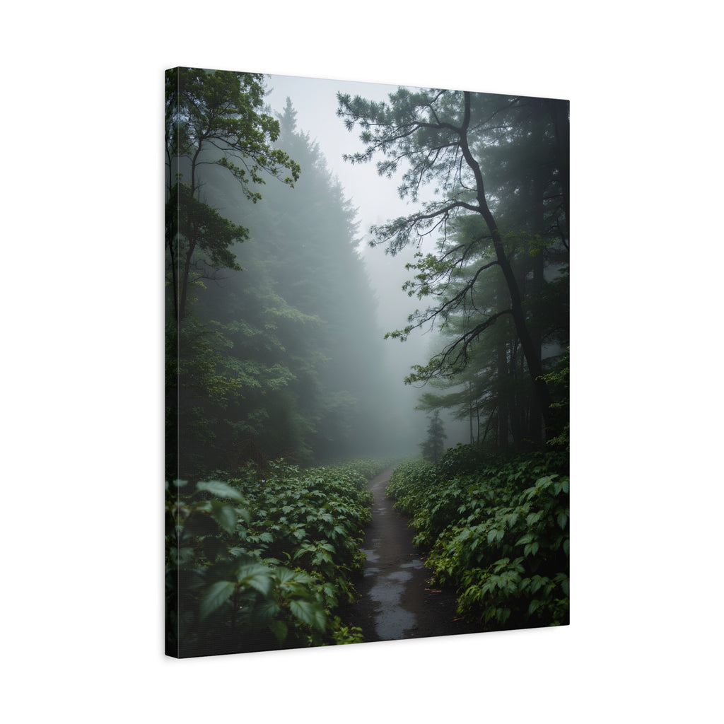 Misty Forest Path  Stretched Wall Art - Canvas Print