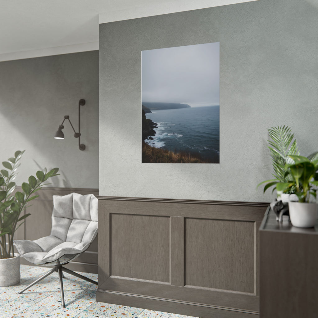 Foggy Coastal Cliff Wall Art  - Poster