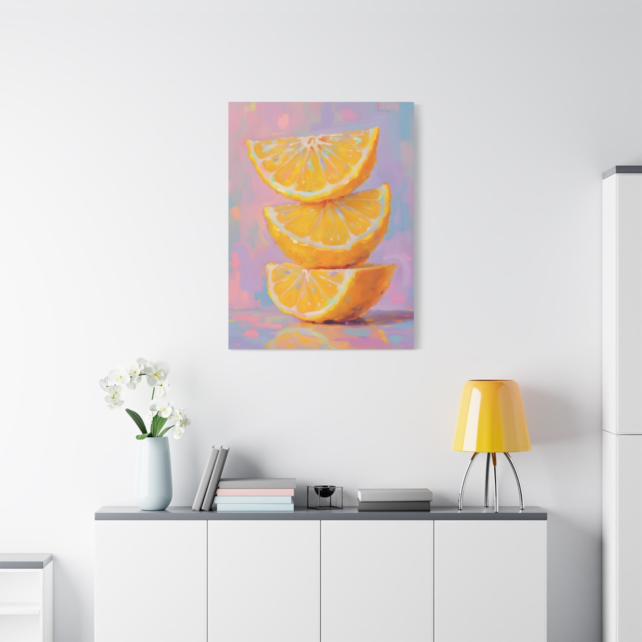 Citrus Slice - Stacked Lemon Wall Art - Stretched Canvas