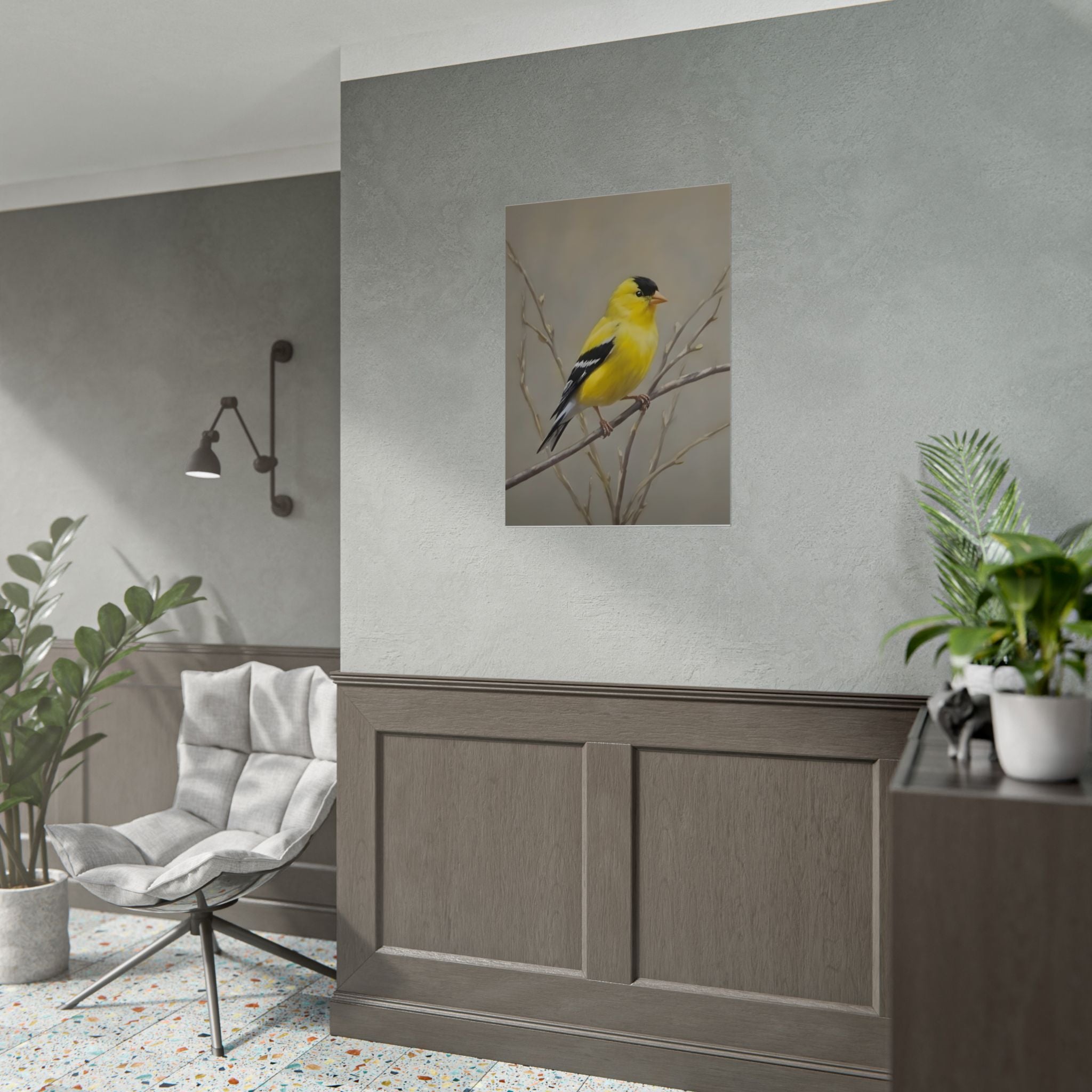 Goldfinch Art Poster - Yellow Songbird Print for Nature Lovers