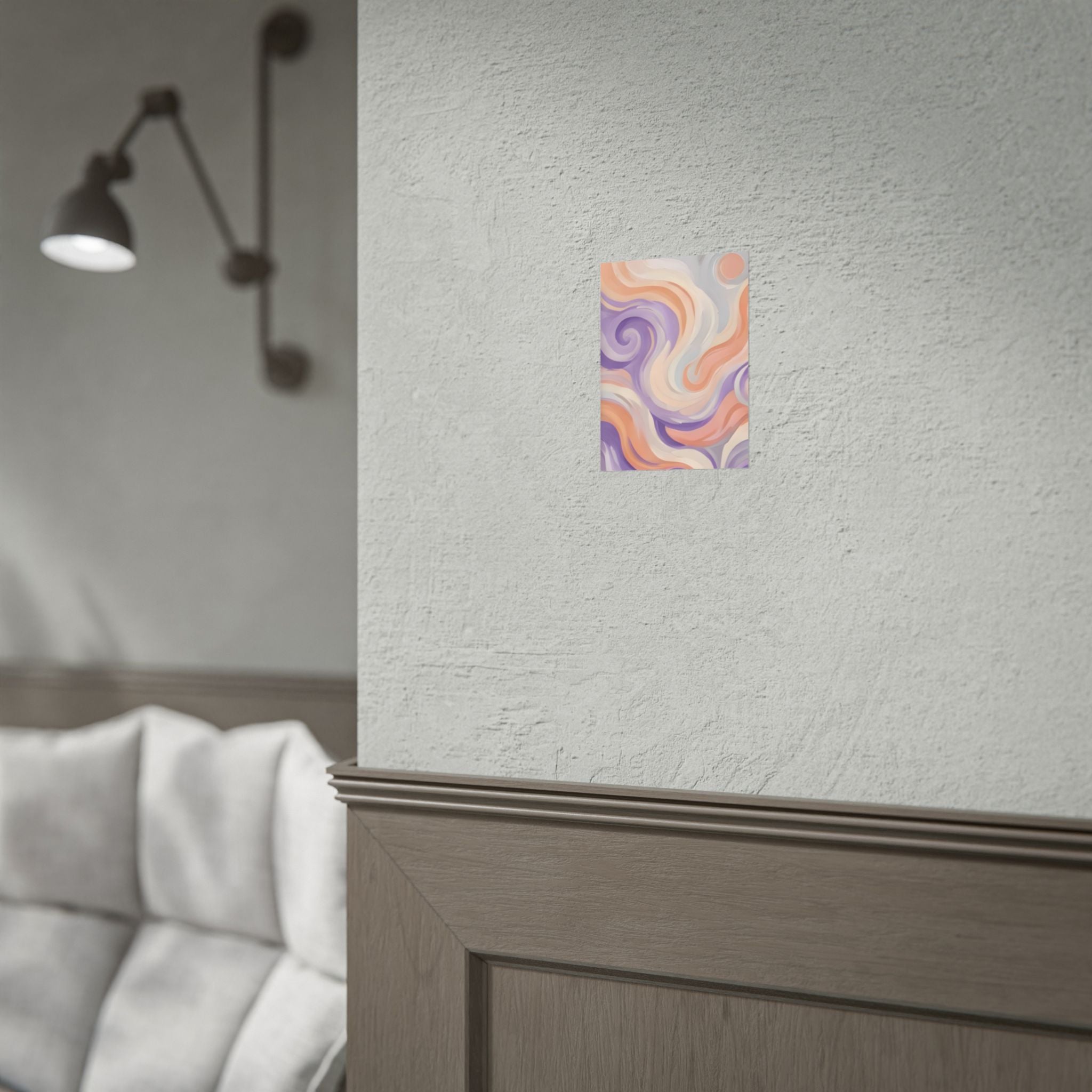 Abstract Swirl Poster - Peach & Lavender Fluid Art Rolled Wall Print