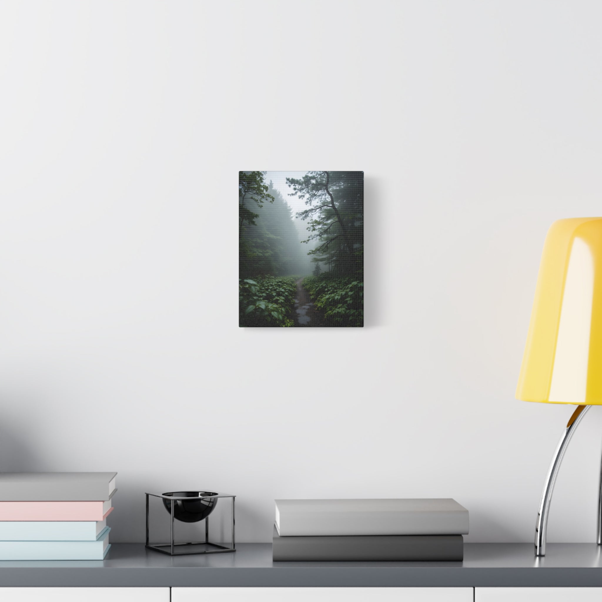 Misty Forest Path  Stretched Wall Art - Canvas Print