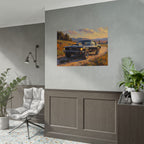 Vintage Mustang Sunset Wall Art - Classic Muscle Car - Poster