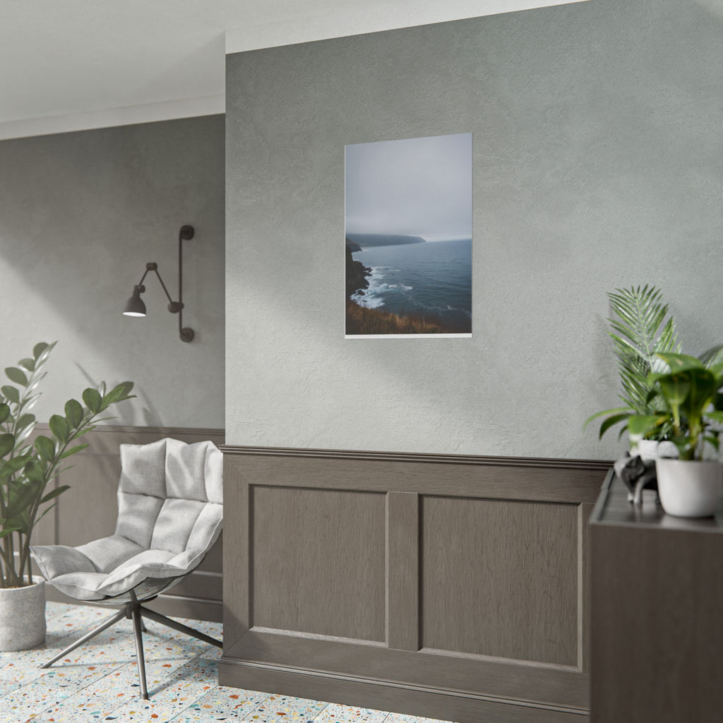 Foggy Coastal Cliff Wall Art  - Poster