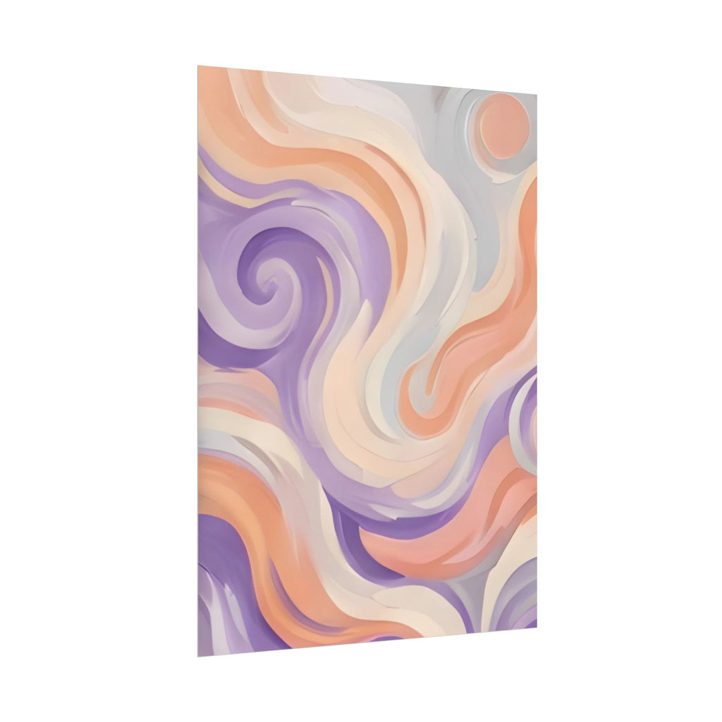 Abstract Swirl Poster - Peach & Lavender Fluid Art Rolled Wall Print