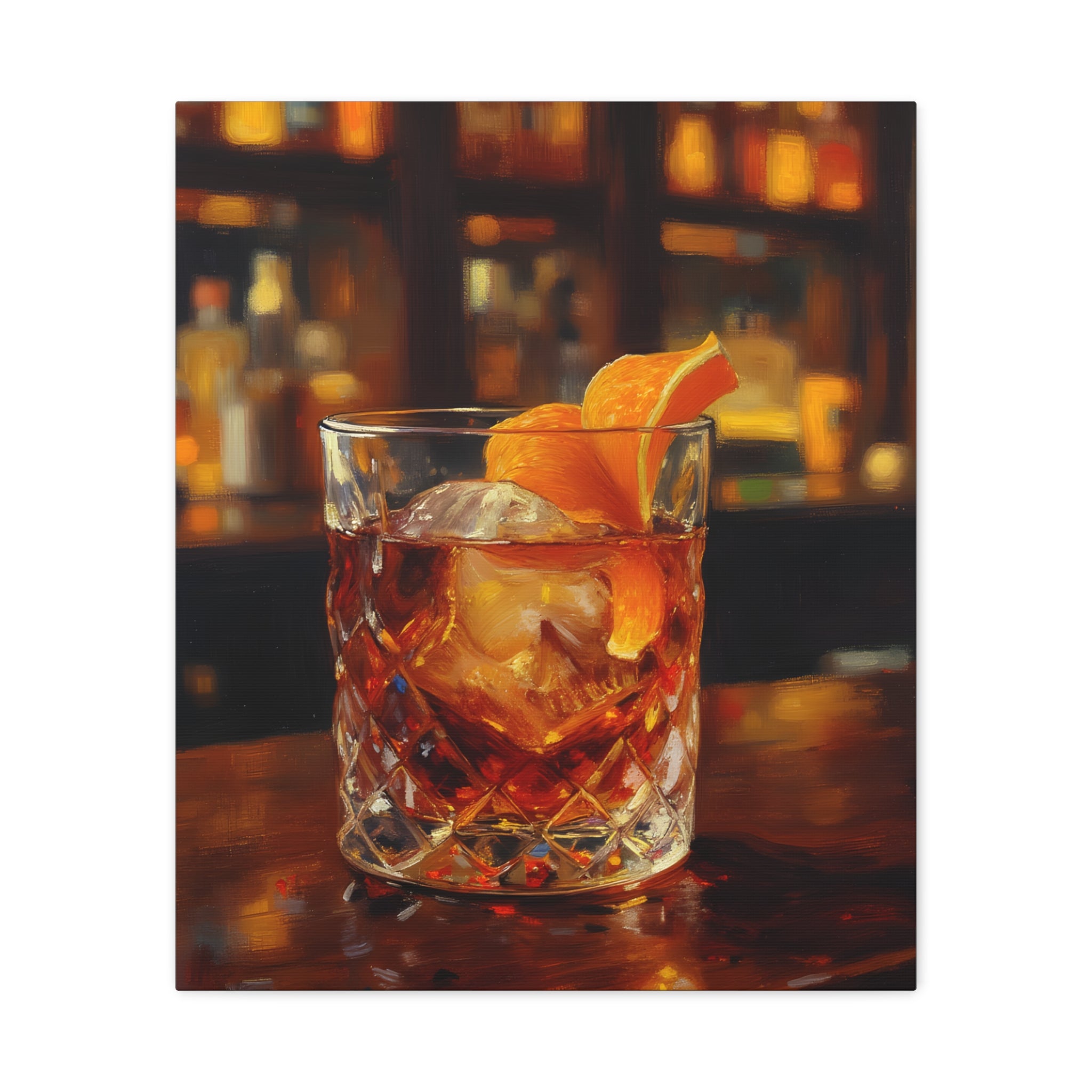 Whisky on Ice Wall Art -  Bar & Home Decor - Stretched Canvas