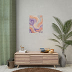 Abstract Swirl Poster - Peach & Lavender Fluid Art Rolled Wall Print