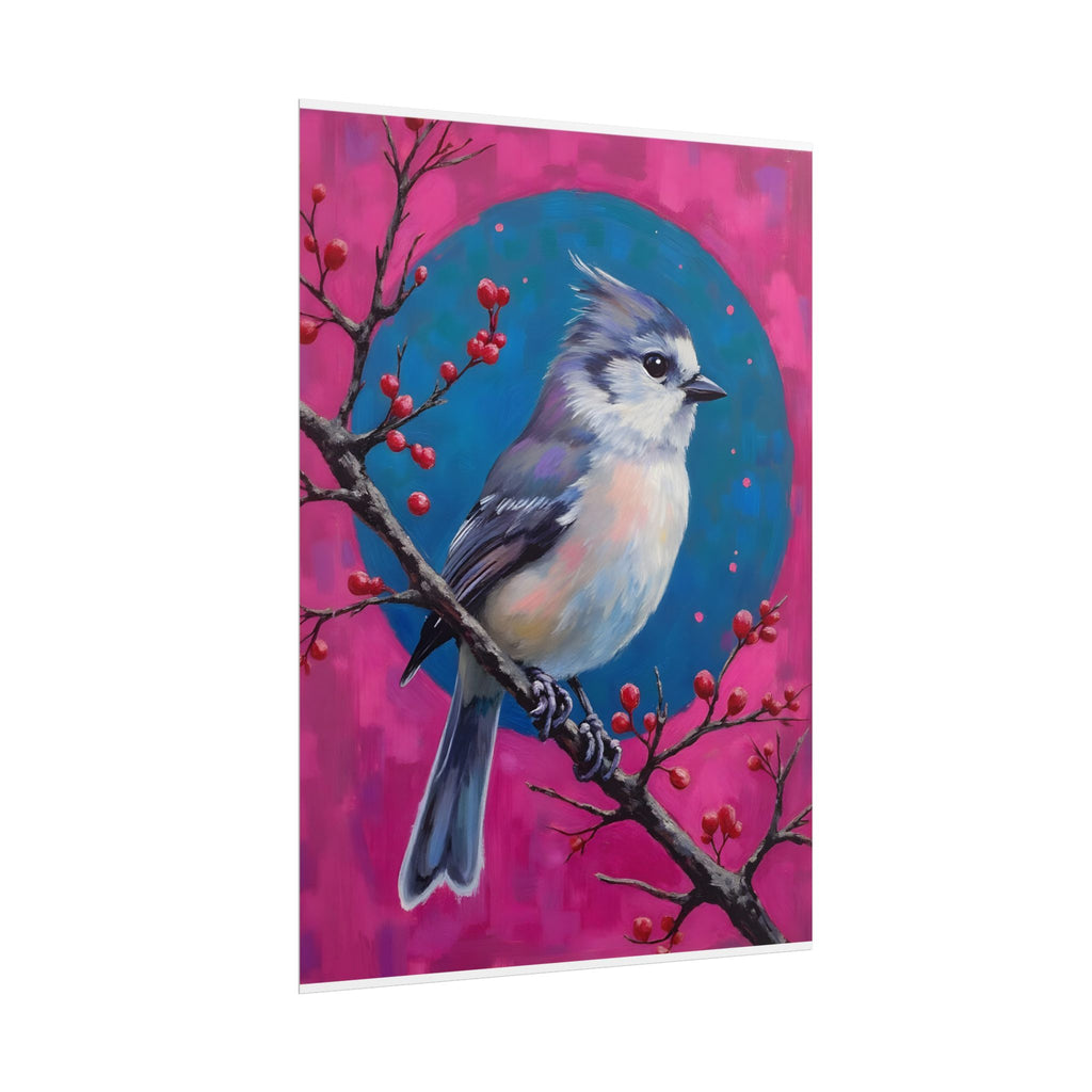 Blue jay on a holly branch Wall Art - Poster