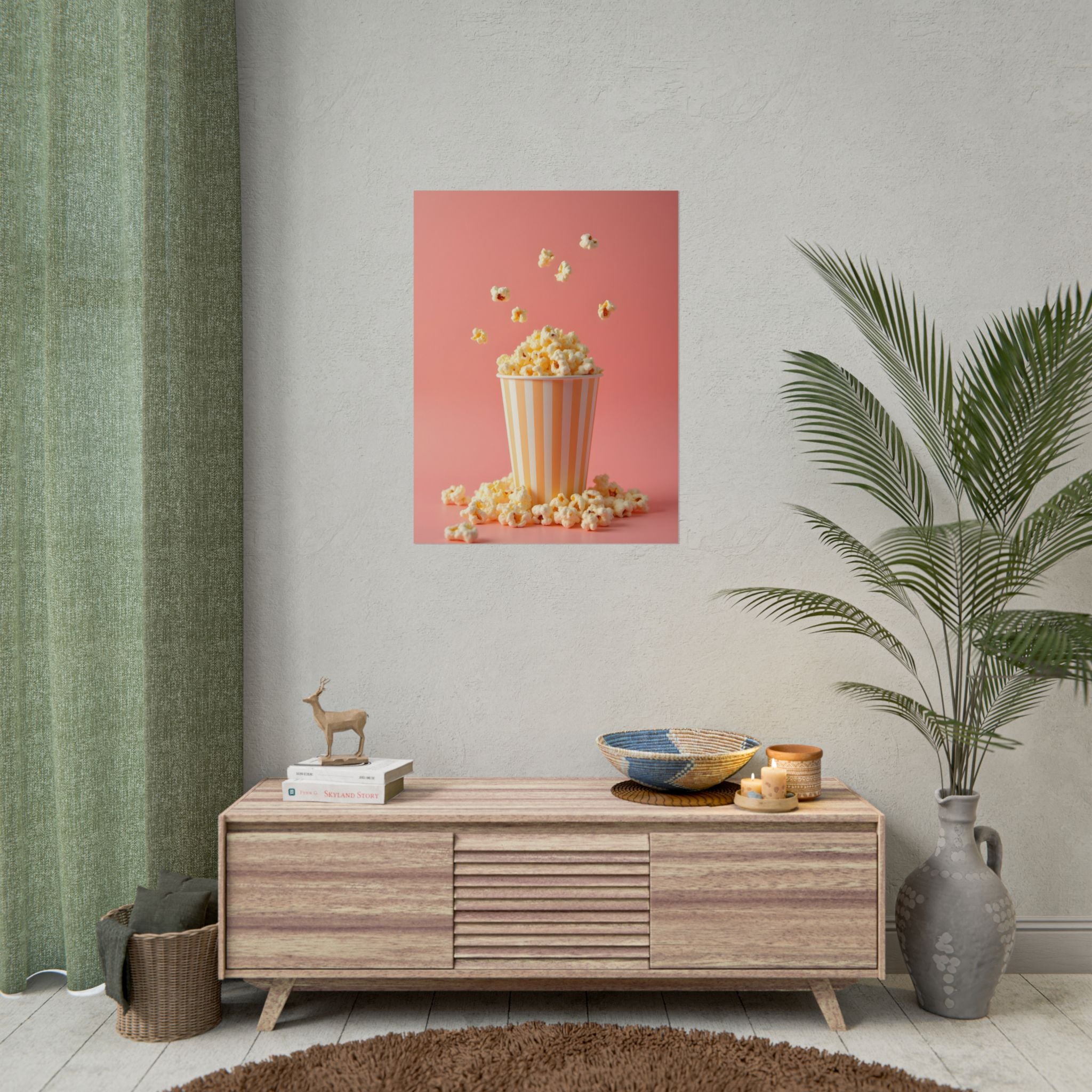 Popcorn with a pink background - Poster
