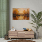 Autumn at the lake with rowboats - Poster