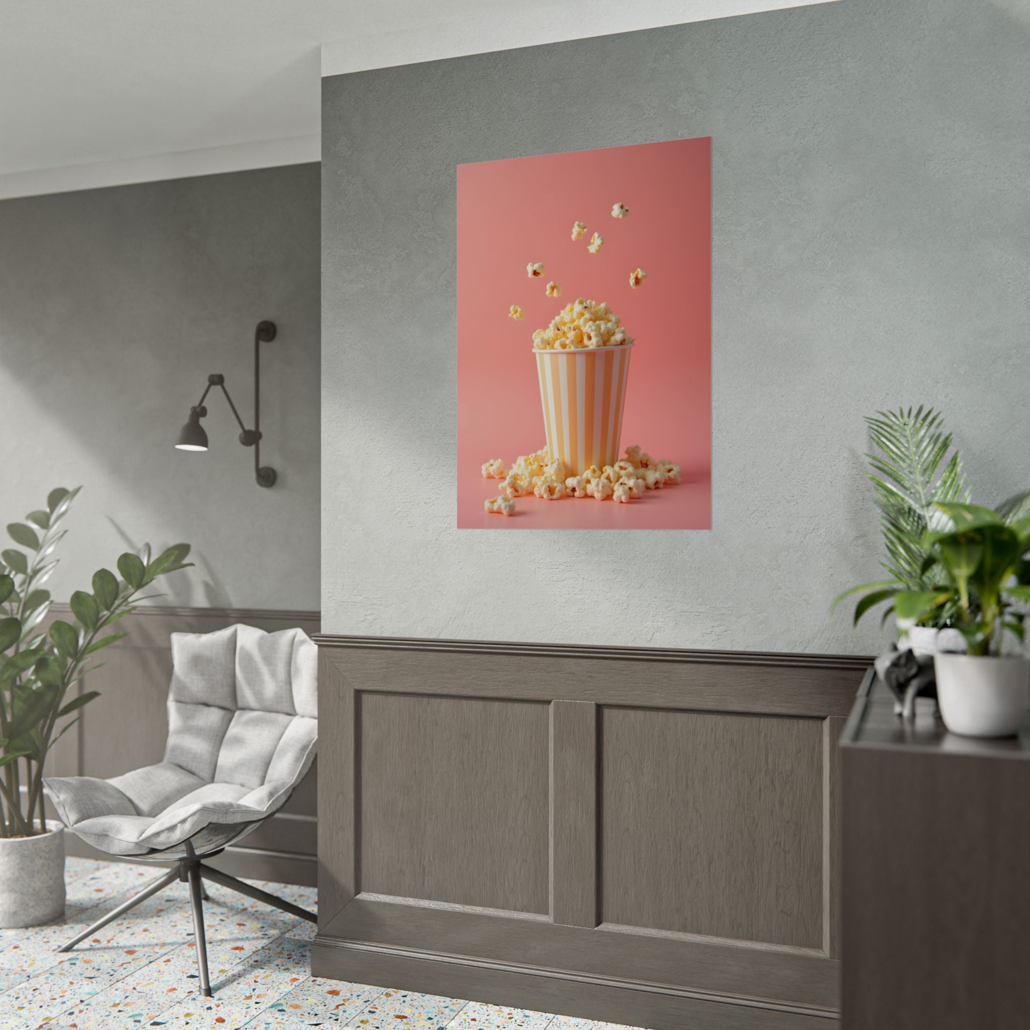 Popcorn with a pink background - Poster