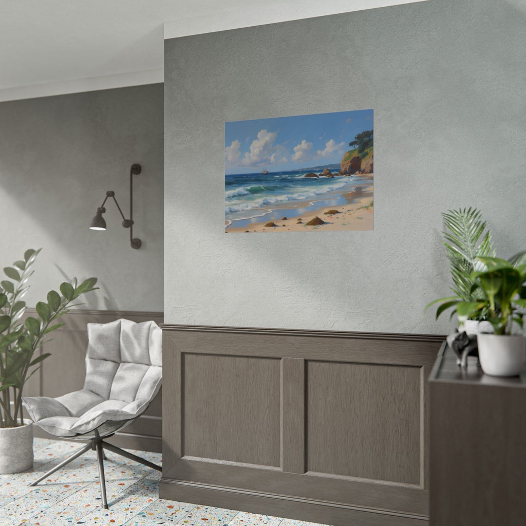 Coastal Seascape Poster - Rolled Beach Print, Ocean Waves Wall Art