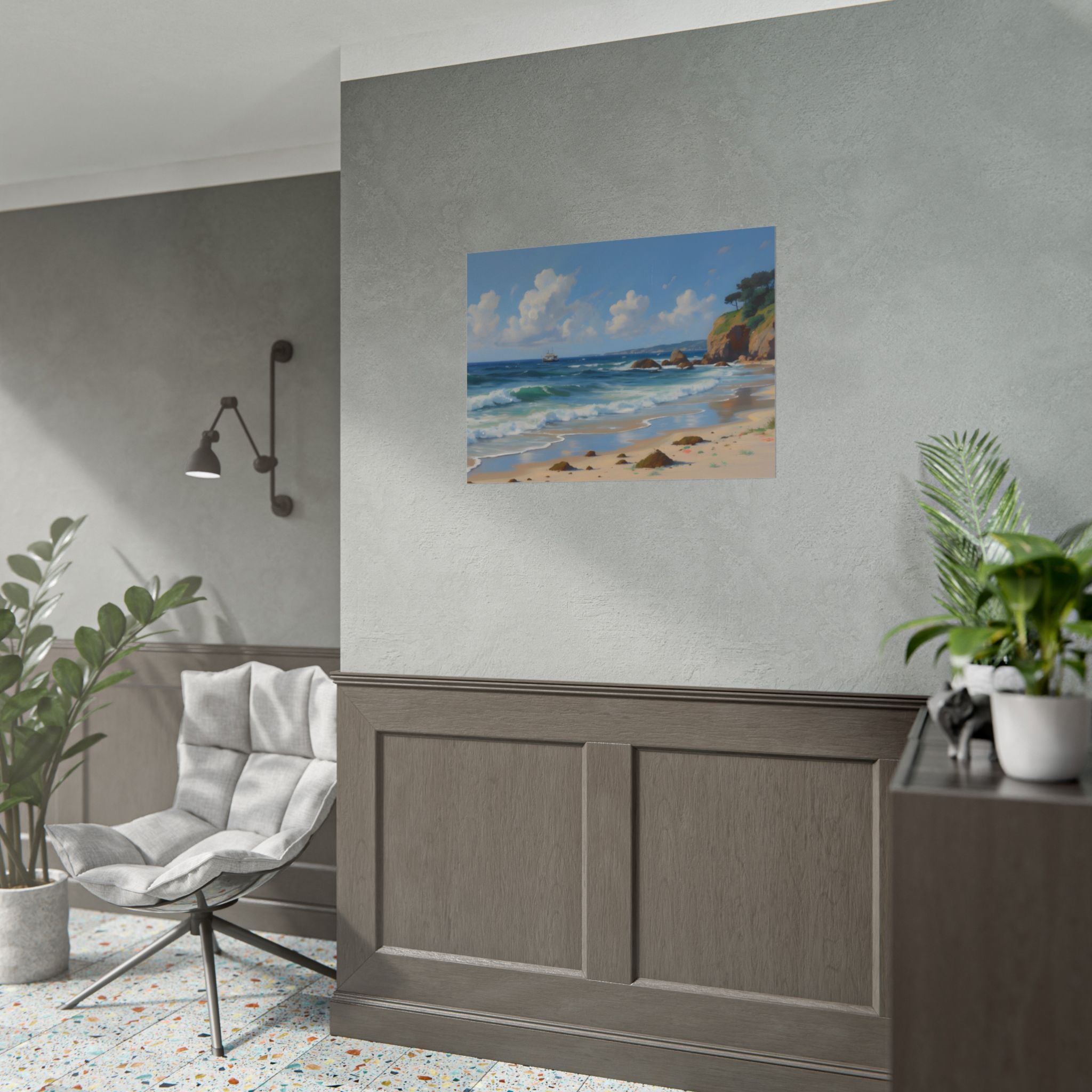 Coastal Seascape Poster - Rolled Beach Print, Ocean Waves Wall Art