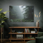 Misty Forest Path  Stretched Wall Art - Canvas Print
