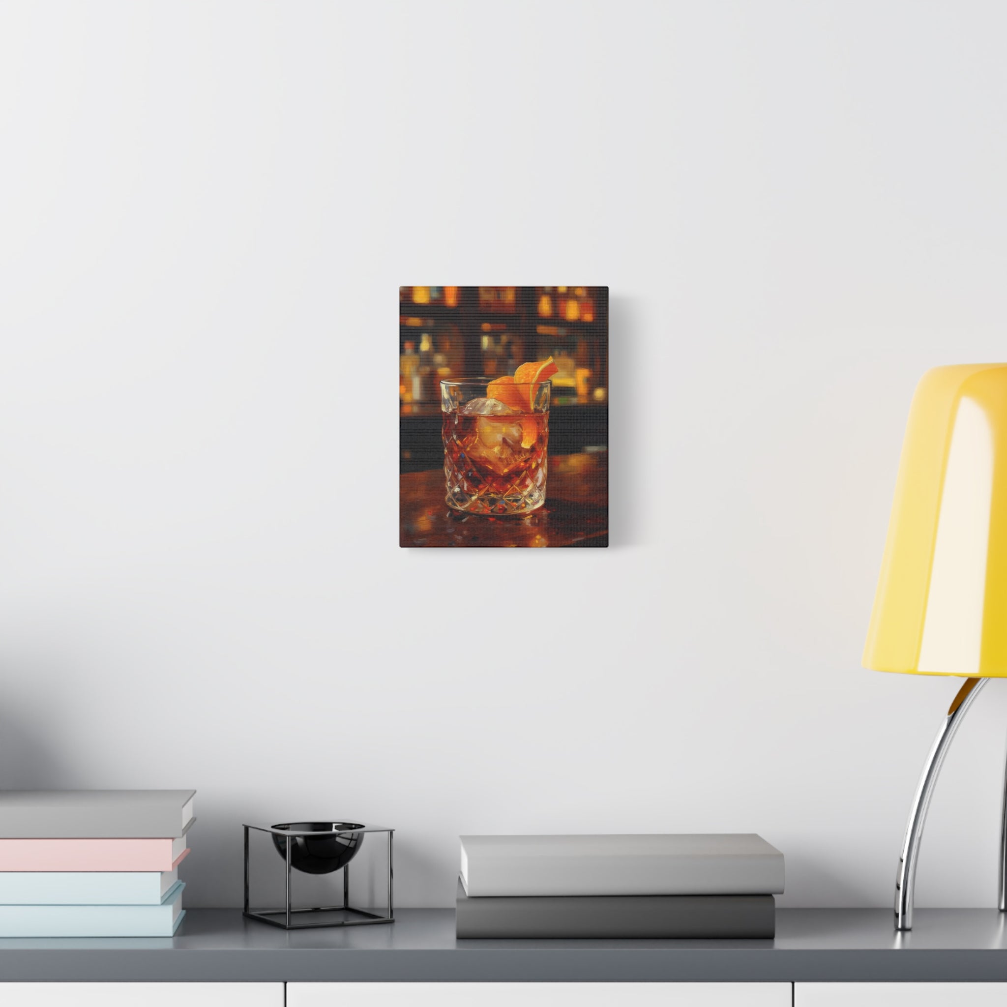 Whisky on Ice Wall Art -  Bar & Home Decor - Stretched Canvas