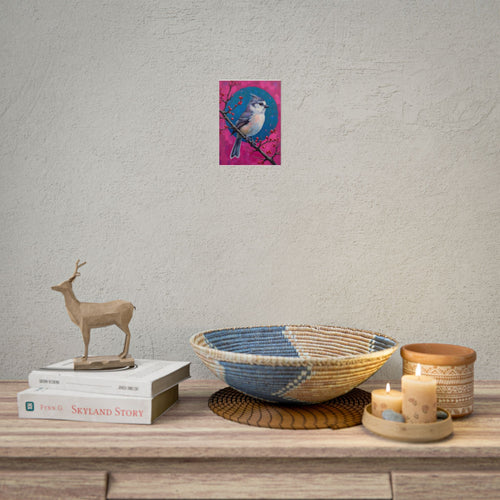Blue jay on a holly branch Wall Art - Poster