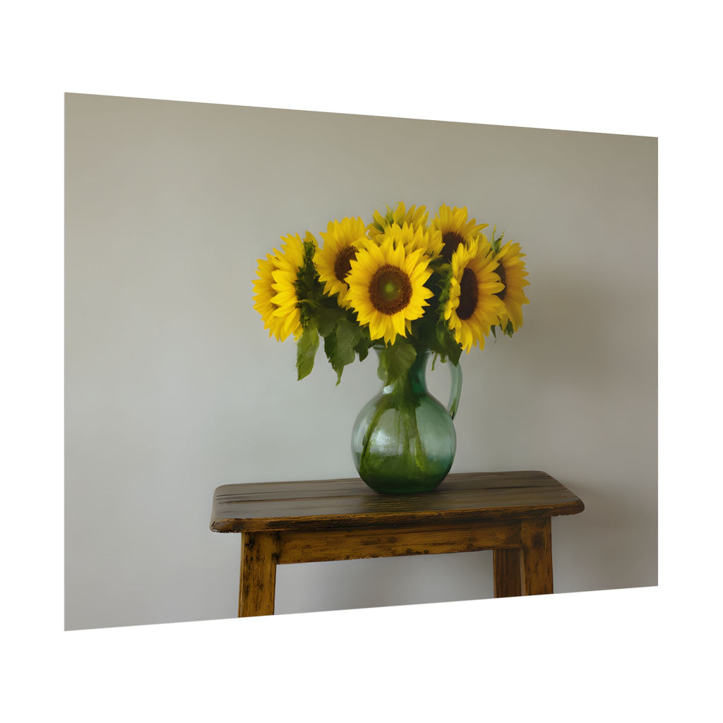 Sunflowers in Green Pitcher Wall Art - Poster