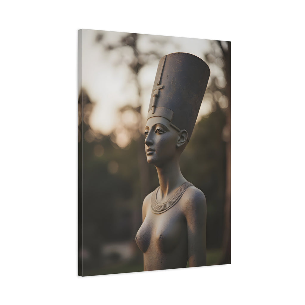 Nefertiti Bronze Statue Wall Art - Egyptian Sculpture Photography - Queen of Egypt - Stretched Canvas