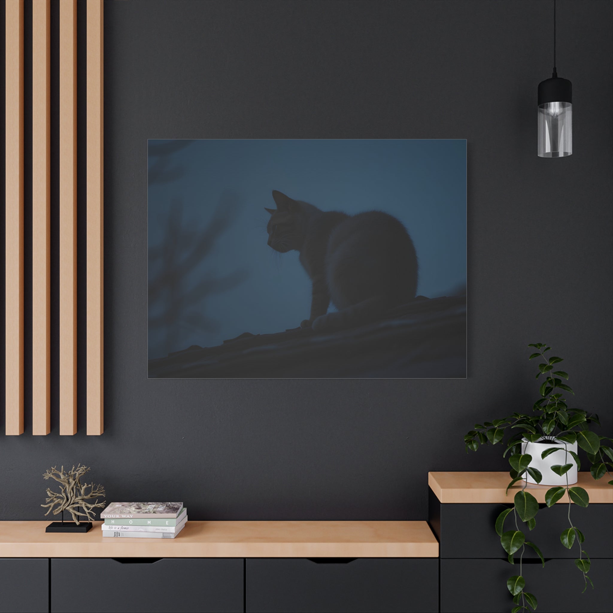 Nightwatch Cat Wall Art - Stretched canvas