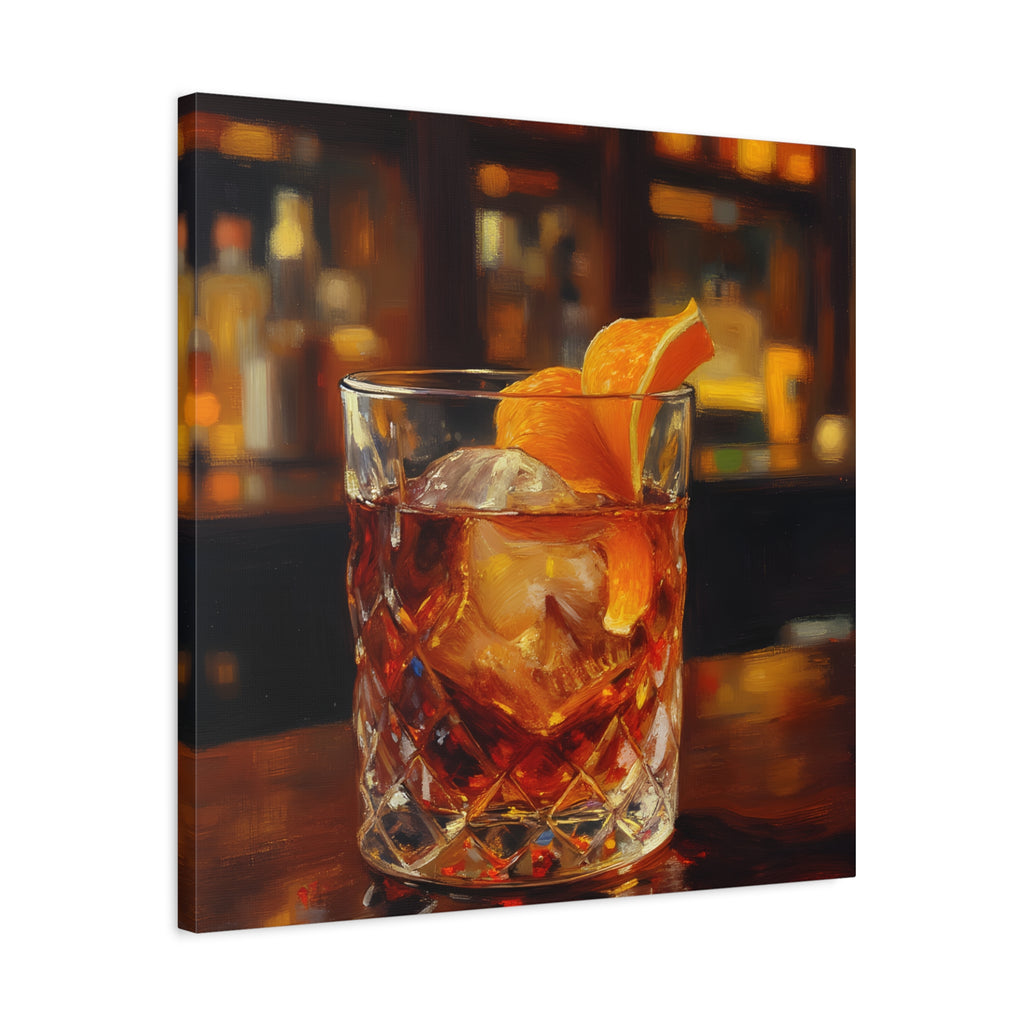 Whisky on Ice Wall Art -  Bar & Home Decor - Stretched Canvas