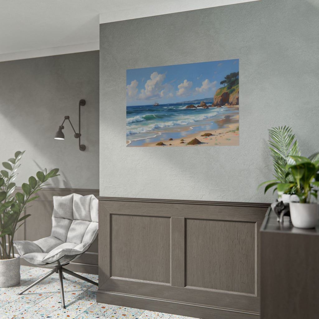 Coastal Seascape Poster - Rolled Beach Print, Ocean Waves Wall Art