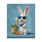Blue Bunny Poster - Cute Sunglasses Rabbit Rolled Art Print