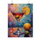 Colorful martini glass with lemon and olive Wall Art - Poster