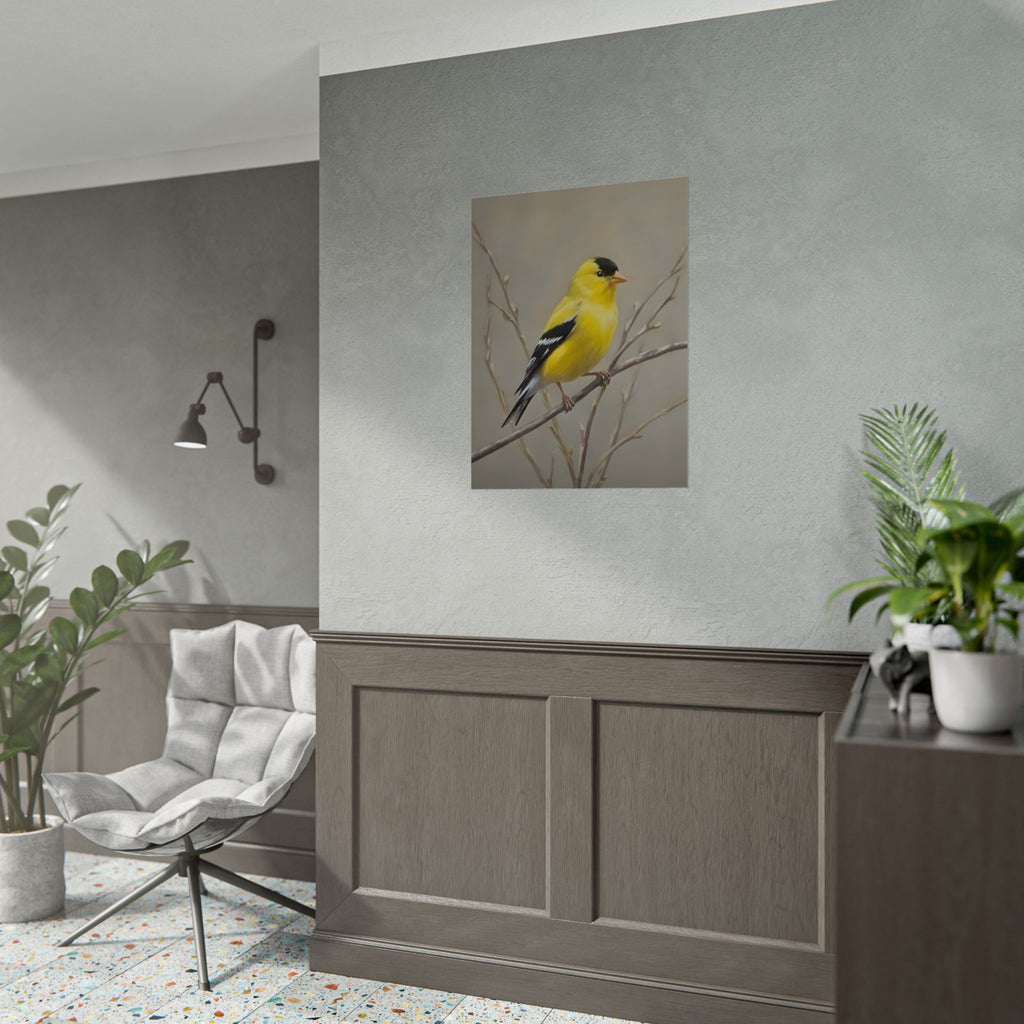 Goldfinch Art Poster - Yellow Songbird Print for Nature Lovers