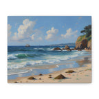 Seaside Beach Canvas Print — Coastal Landscape Matte Stretched Wall Art