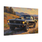 Vintage Mustang Sunset Wall Art - Classic Muscle Car - Stretched Canvas