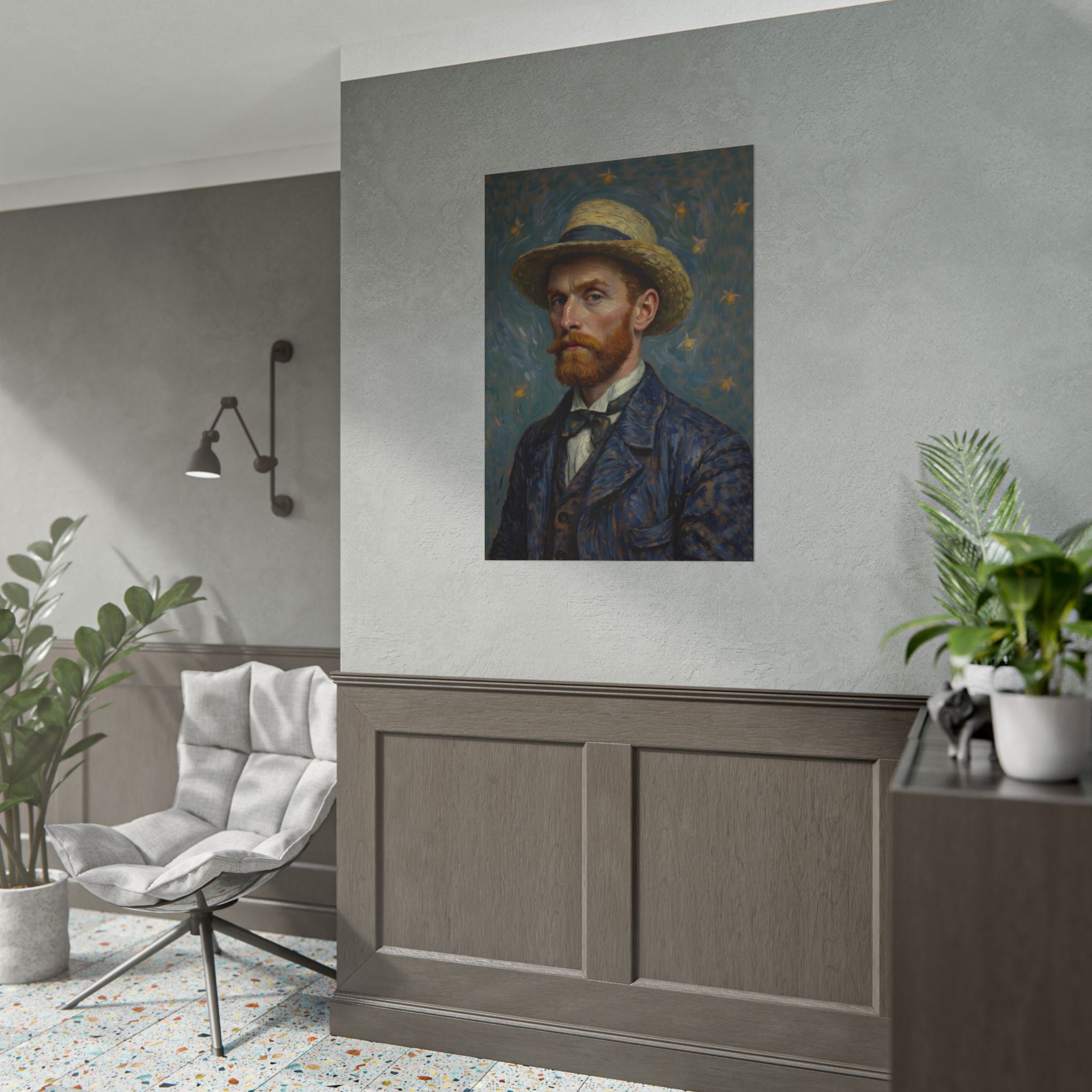 Van Gogh Portrait Rolled Poster — Vintage Impressionist Art Print