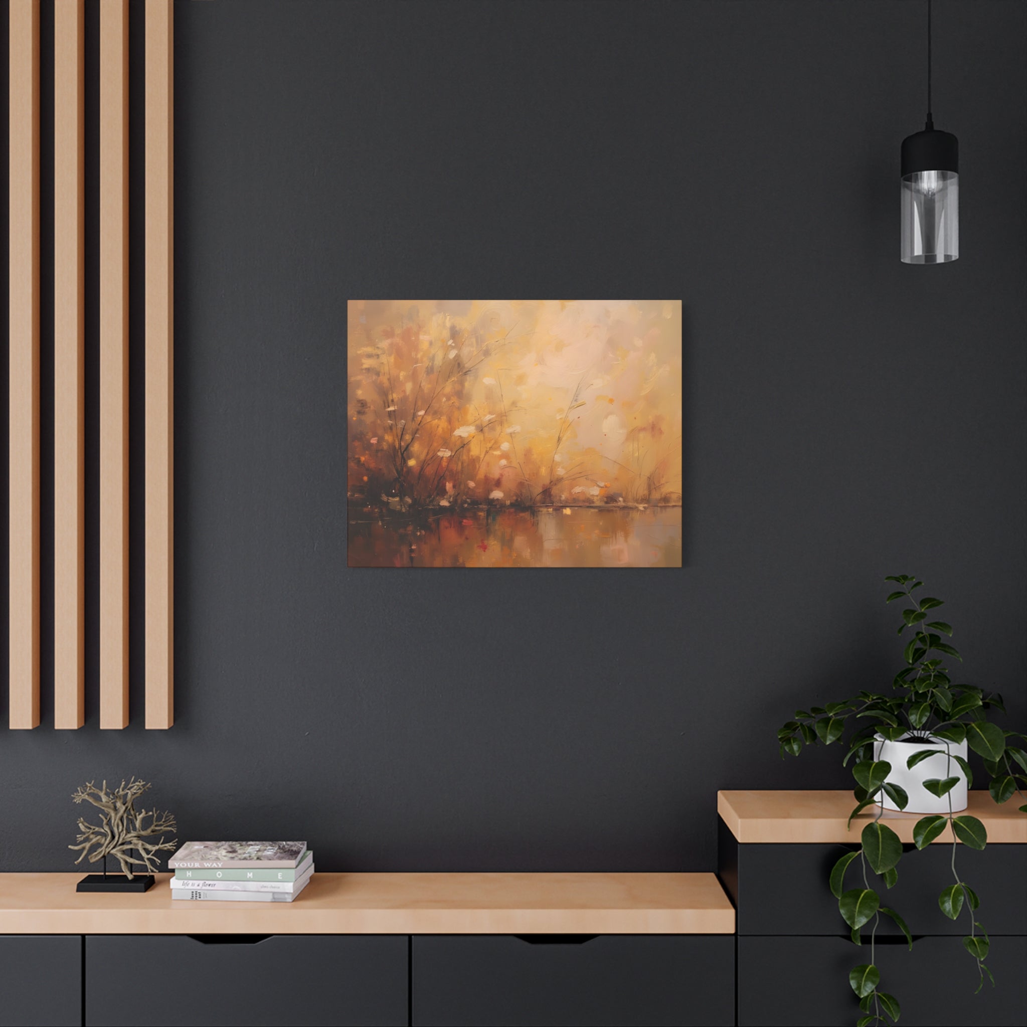 Golden Meadow Abstract Wall Art - Stretched Canvas