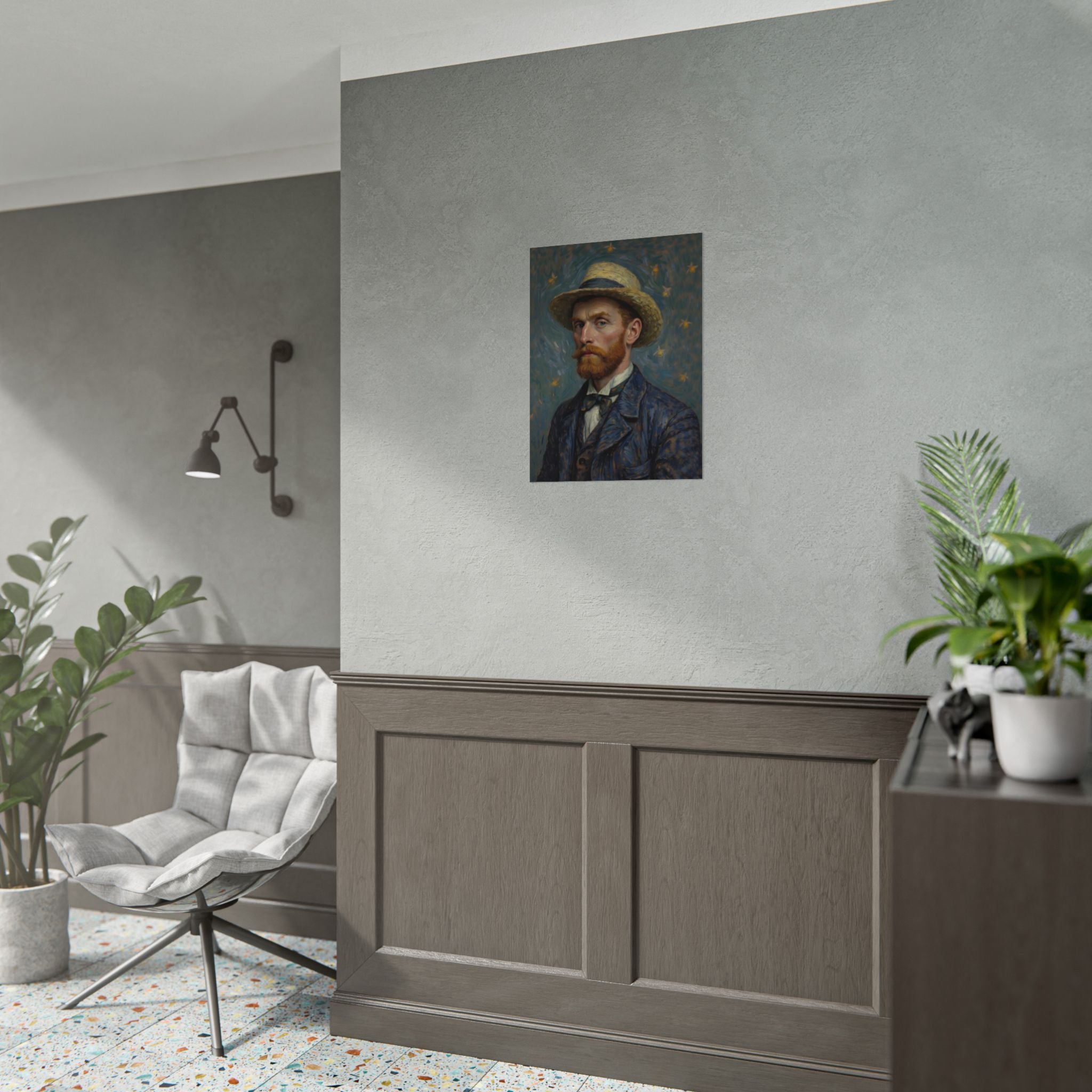 Van Gogh Portrait Rolled Poster — Vintage Impressionist Art Print
