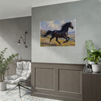 Running Black Stallion Wall Art - Horse Painting - Poster